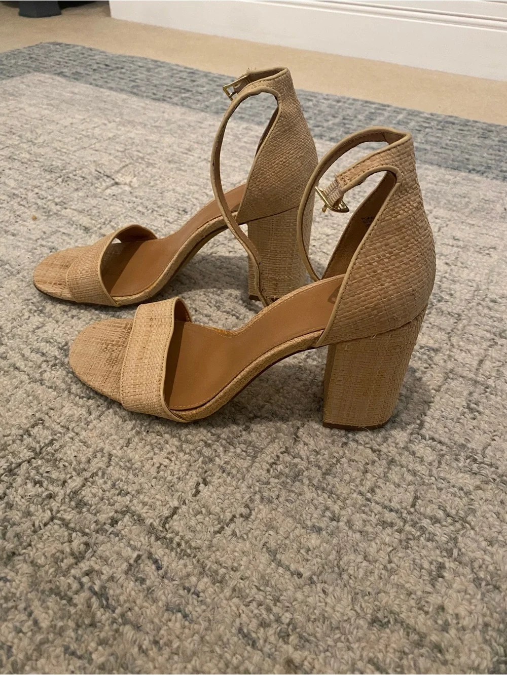 J.Crew-Style Raffia/Neutral Heeled Sandals